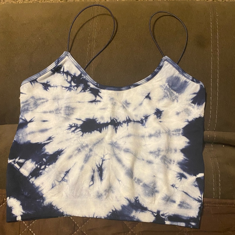 Blue tye dye crop top